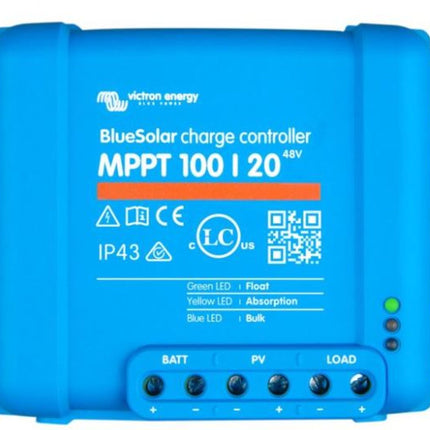 Victron BlueSolar MPPT 100/20 solcelleregulator set forfra