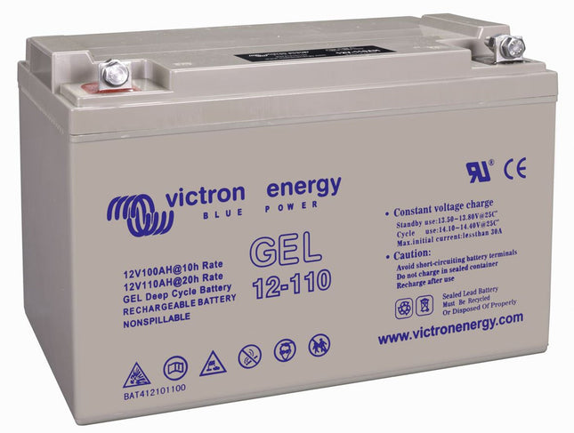 Victron 12V 110Ah GEL Deep Cycle batteri set forfra