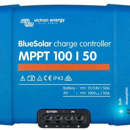 Victron BlueSolar MPPT 100/50 solcelleregulator set forfra