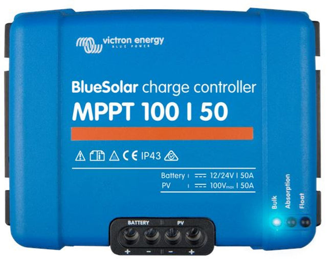 Victron BlueSolar MPPT 100/50 solcelleregulator set forfra