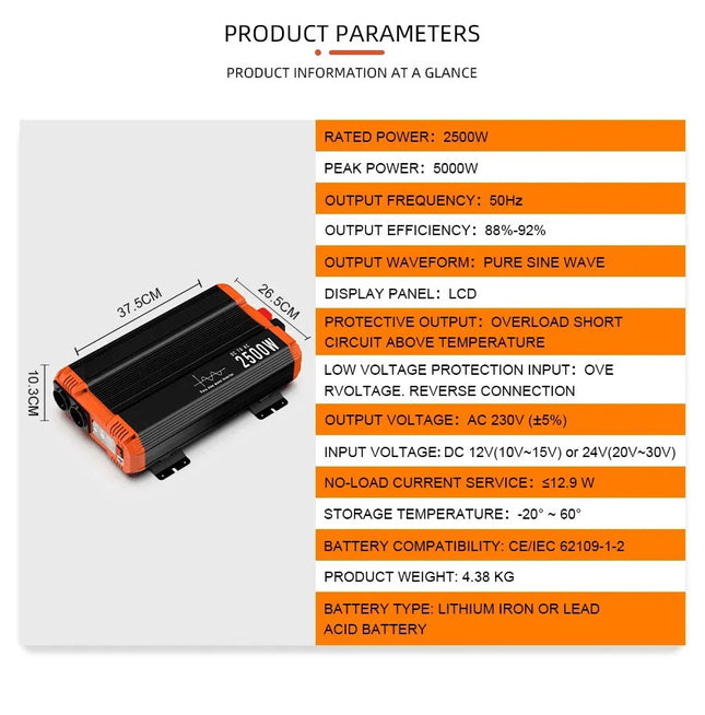 SINE INVERTER 12V 2500/5000W