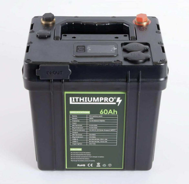 LithiumPro LiFePO4 12V 60AH + Oplader