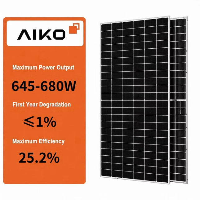 AIKO Stellar 1N+66 Dual-Glass Solpanel 645–680W