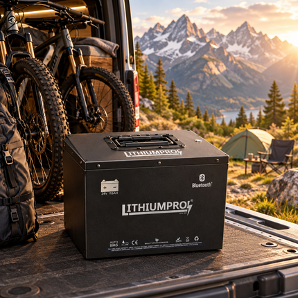 LithiumPro 24V 115Ah stål LiFePO4-batteri i en camper van i bjergene