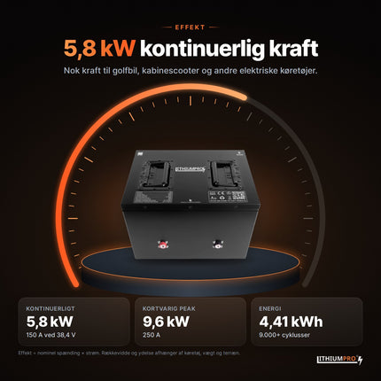 LithiumPro 36V 115Ah: 5,8 kW kontinuerlig effekt til golfbil og el-køretøjer