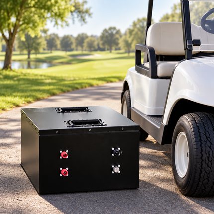 LithiumPro 36V 314Ah LiFePO4-batteri ved en golfbil på golfbanen