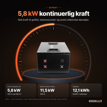 LithiumPro 36V 314Ah: 5,8 kW kontinuerlig effekt til golfbil og el-køretøjer
