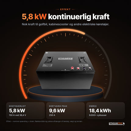 LithiumPro 36V 480Ah: 5,8 kW kontinuerlig effekt til golfbil og el-køretøjer