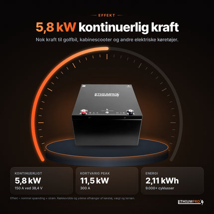 LithiumPro 36V 55Ah stål: 5,8 kW kontinuerlig effekt til golfbil og el-køretøjer