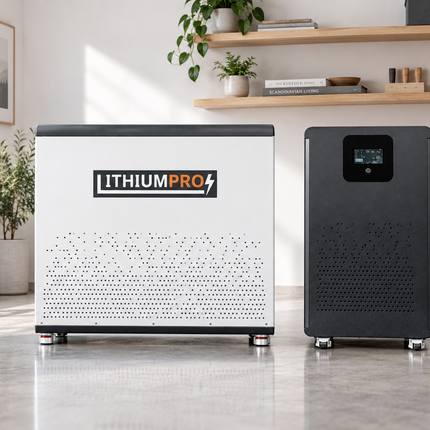 LithiumPro 48V 1000Ah LiFePO4-energilager i en moderne garage