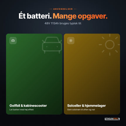 LithiumPro 48V 115Ah stål – anvendelser: golfbil, solceller