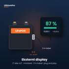 Eksternt display til LithiumPro-batteri med 3 m kabel – stikket øger batteriets mål med ca. 2 cm