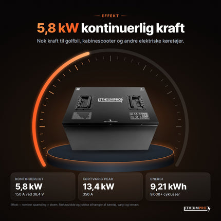 LithiumPro 36V 240Ah: 5,8 kW kontinuerlig effekt til golfbil og el-køretøjer