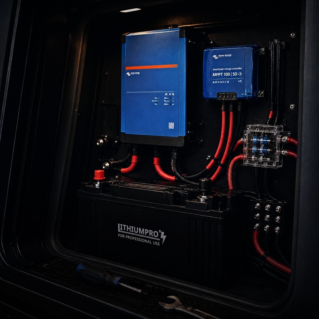 LithiumPro-batteri installeret med Victron inverter og MPPT-laderegulator