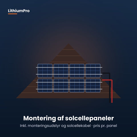 Montering af solcellepaneler inkl. monteringsudstyr og solcellekabel
