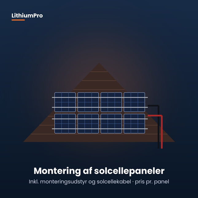 Montering af solcellepaneler inkl. monteringsudstyr og solcellekabel